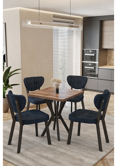 Mutfak Masası Takımı 4 Kişilik Masa Sandalye Takımı Balkon Masası Cafe Masa Takımı-70x70 Ceviz - Antrasit Mutfak Masası Takımı 4 Kişilik Masa Sandalye Takımı Balkon Masası Cafe Masa Takımı-70x70 Ceviz - Antrasit
