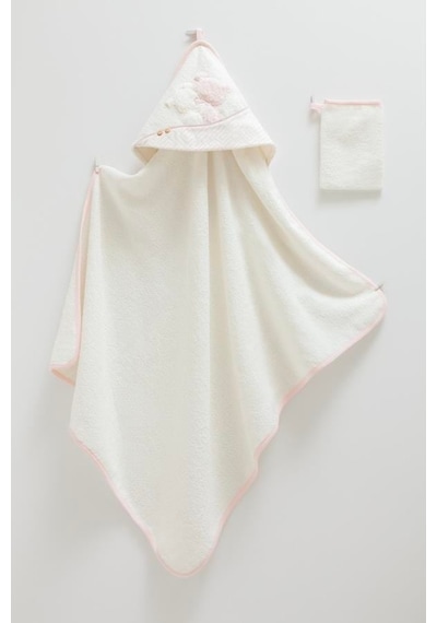 Pembe Ayıcık Desenli Bebek Banyo Havlusu -1182 Standart