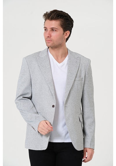 Bonesti Erkek Slim Fit Blazer Ceket Beyaz Siyah Nokta Desenli Beyaz Siyah Noktalı
