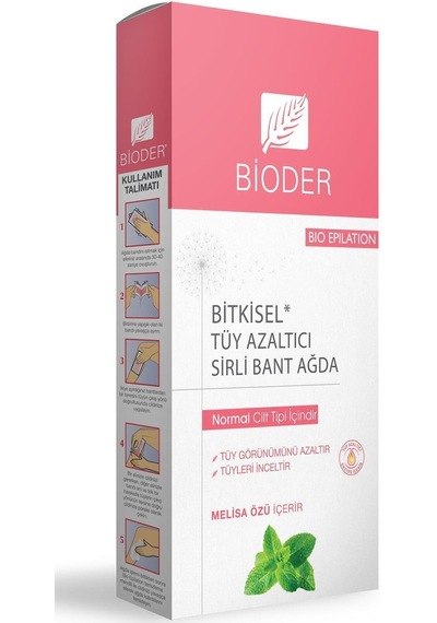 Bioder Melisa Özlü Normal Ciltler için Bitkisel Tüy Azaltıcı Sirli Bant Ağda 12'li