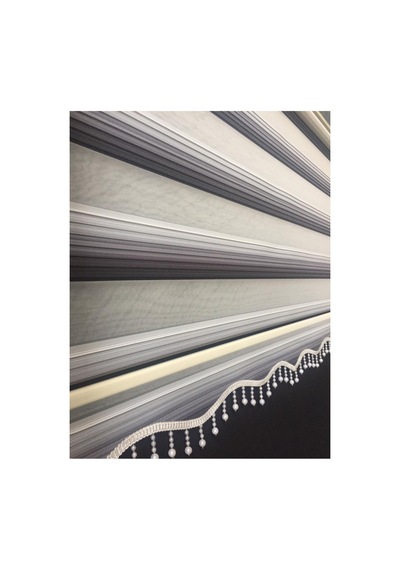 Gri Renk Geçişli Boncuklu Zebra Stor Perde Gri - 106387835 Gri
