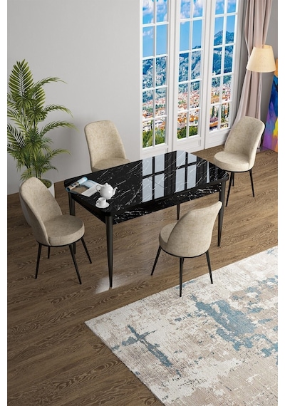 Canisa Concept Han Serisi 70x114 Açılabilir Mdf Mutfak Masası Takımı Siyah Mermer Desen Masa 4 Krem Sandalye Masa Siyah Mermer Sandalyeler Krem Canisa Concept Han Serisi 70x114 Açılabilir Mdf Mutfak Masası Takımı Siyah Mermer Desen Masa 4 Krem Sandalye Masa Siyah Mermer Sandalyeler Krem