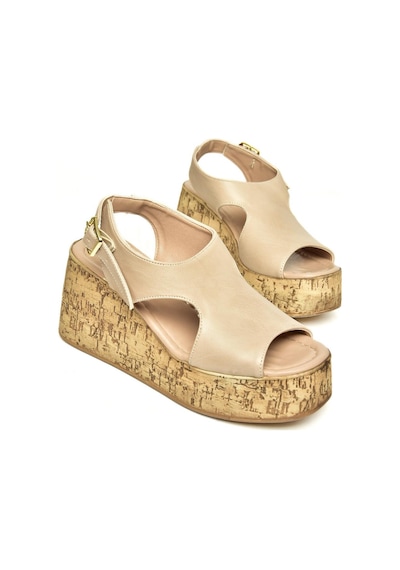 Fox Shoes U996755009 Ten Dolgu Topuklu Kadın Ayakkabı Ten-suni Deri