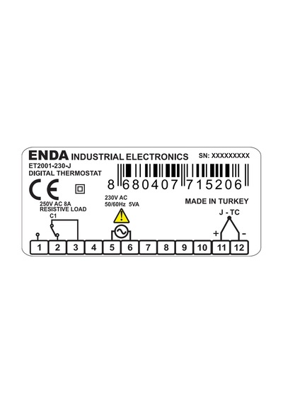 Enda Et2001-230-j ,77x35 220vac Tc-j Isı Kontrol