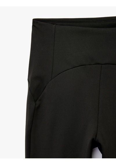 Koton Yüksek Bel Slim Fit Dikiş Detaylı İnterlok Spor Tayt Siyah 6sak40203nk