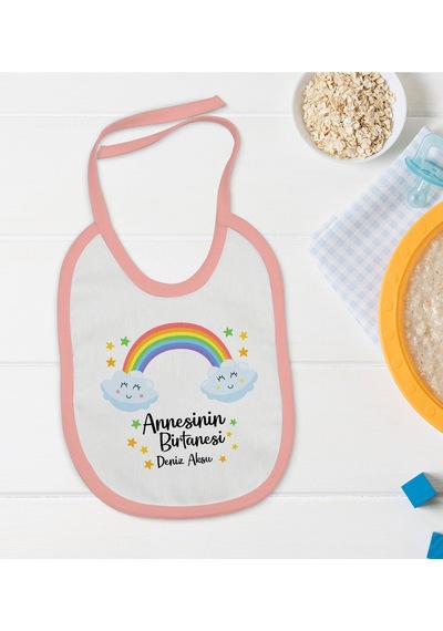 BK Kids Kişiye Özel Pembe Bebek Mama Önlüğü - Model 45 Pembe