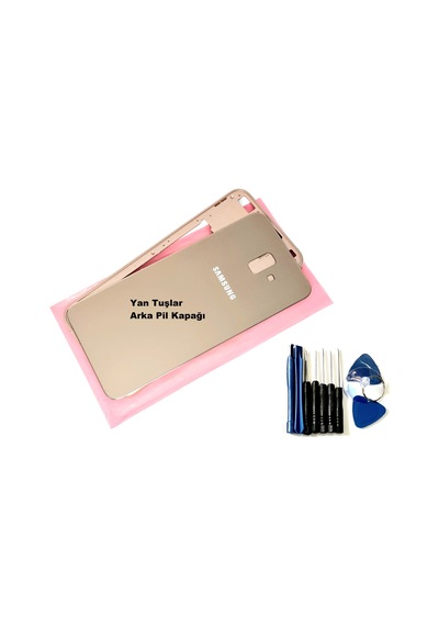 Tkgz Samsung Galaxy Uyumlu J4 Plus Full Kasa Arka Pil Batarya Kapağı Tamir Seti Gold
