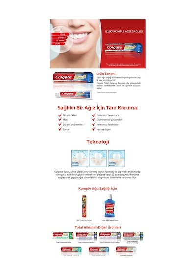 Colgate Total Gelişmiş Beyazlık Diş Macunu 75 ML