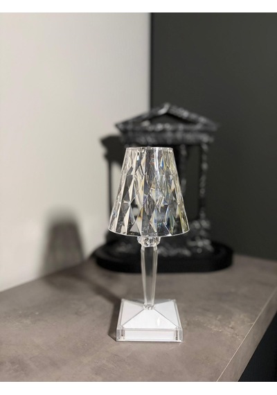 Şarjlı Dekoratif Ambiyans Masa Lambası Diamond-4719 Gümüş