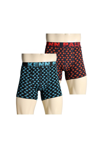 Kenn Paul 2'li Erkek Desenli Pamuklu Lüks Boxer Yumuşak Kumaş Çok Renkli