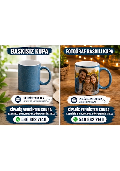 Simli Kişiye Özel Baskılı Kupa-4 Farklı Renk Seçeneği Yeşil