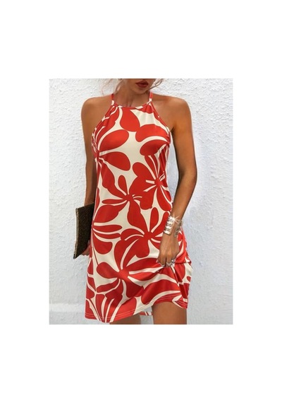 Butik İstanbul Kadın Omuzlardan Acık Halter Yaka Kesimli Kısa Desenli Süprem Elbise Kırmızı Butik İstanbul Kadın Omuzlardan Acık Halter Yaka Kesimli Kısa Desenli Süprem Elbise Kırmızı