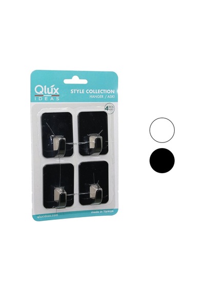 Qlux L-00951 Cloud Askı No-2 4 Adet Siyah Beyaz Plastik Yapışkanlı Montaj - 25'li Paket Diğer
