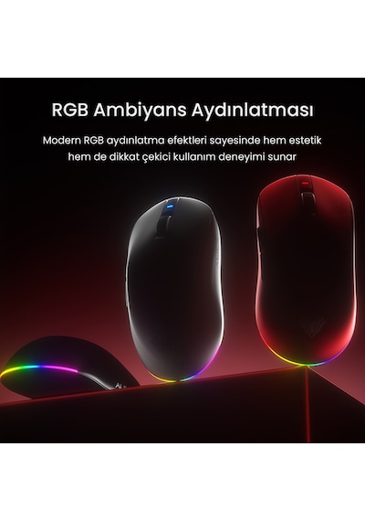 Aula V9 Pro 26000 Dpı Paw3395 Sensör 8000hz Tri-mode Kablosuz Oyuncu Mouse Rgb Omron Switch Lightweight E-spor Gaming Mouse Siyah