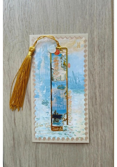 Kolbi Craft,gün Doğumu Van Gogh Püsküllü Altın Renk Metal Kitap Ayracı Hediyelik Sanatsal
