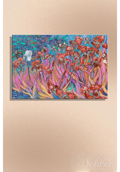 Vincent Van Gogh'un İrisler Tablosu Yeniden Yorumlanmış Tuval Baskısı Yatay Kanvas Tablo 3719