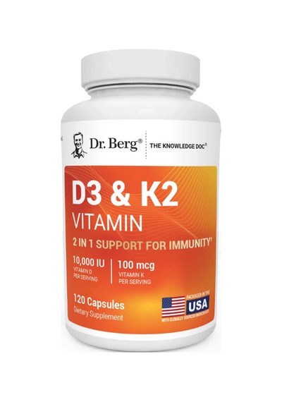 D3 & K2 Vitamin 10000 Iu 100 Mcg 120 Kapsül Takviye Edici Gıda Dr.berg