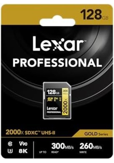 128gb Professional 2000x Sdhc Uhs-ıı Cards, Up To 300mb/s Read 260mb/s Write C10 V90 U3 Açık Mavi