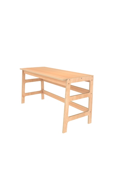Woodesk Bohem, Ahşap, Masa Ve Köşe Kitaplık Takımı, Natural Renk Naturel