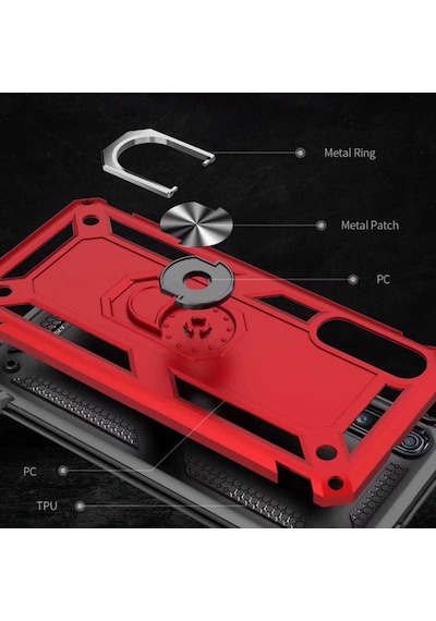 Samsung Uyumlu Galaxy A50 Yüzüklü Standli Vega Kilif Ekran Koruyucu 510433364
