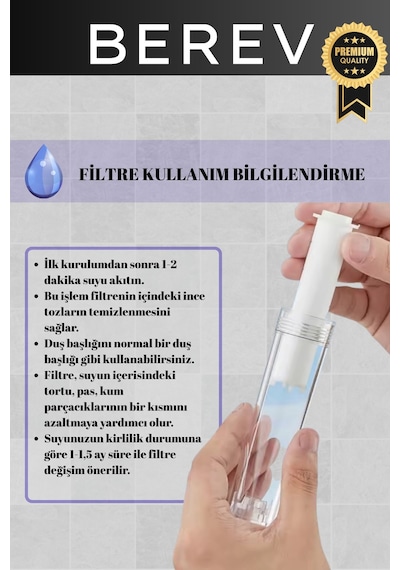 6 Fonksiyonlu Krom Filtreli Duş Başlığı 10 Adet Yedek Filtre Su Tasarruflu Basınçlı Kireç Klor Önleyici