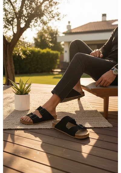 2236-look Life Unisex Çift Tokalı Ultra Hafif Havuz,plaj Ve Günlük Kullanıma Uygun Terlik Siyah