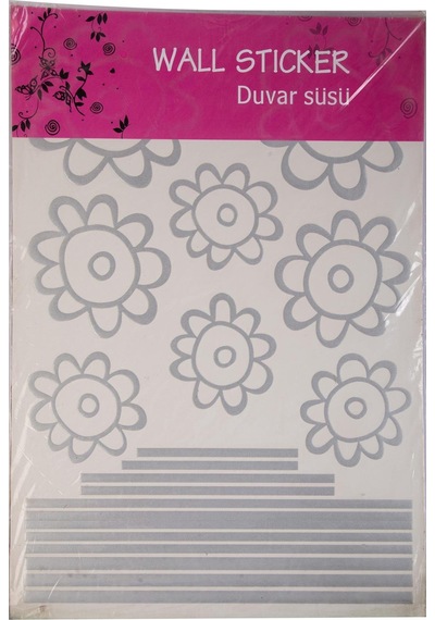 Defter Sticker,laptop Sticker Gri Papatyalı Pvc 48x33x0,5cm