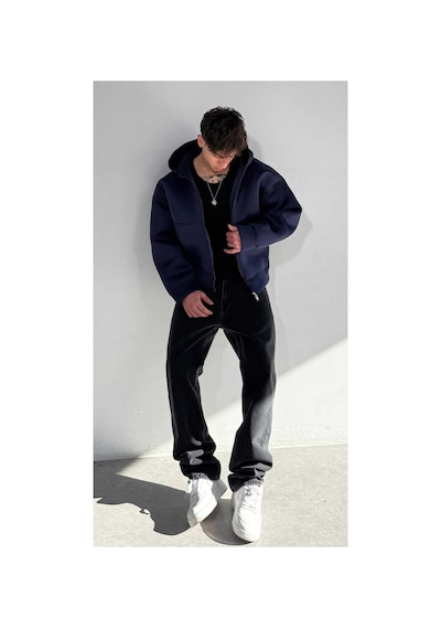 Zaee Oversize Scuba Zipp Hoodie Kobalt Mavi