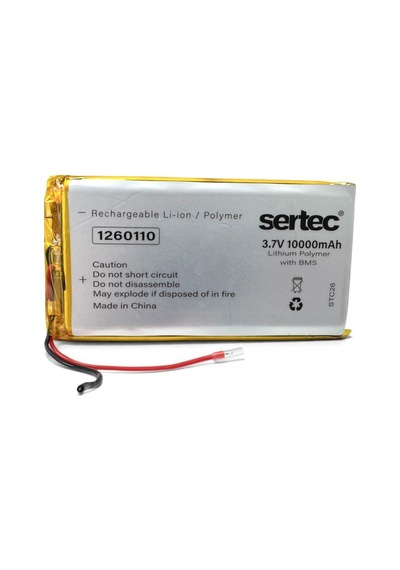 Sertec 1260110 3.7v 10000mah Lithium Polymer Pil - Bms Devreli