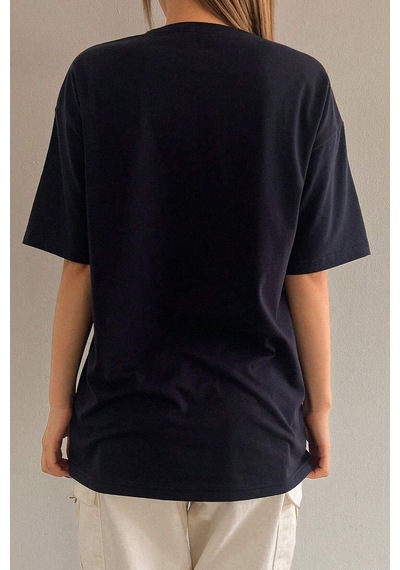 Uyguntarz Unisex Pleasure Baskılı Oversize Tshirt Lacivert
