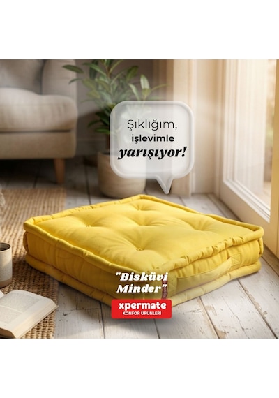 Xpermate Bisküvi Minder Petek Önü Fransız 55x55x14 Sarı