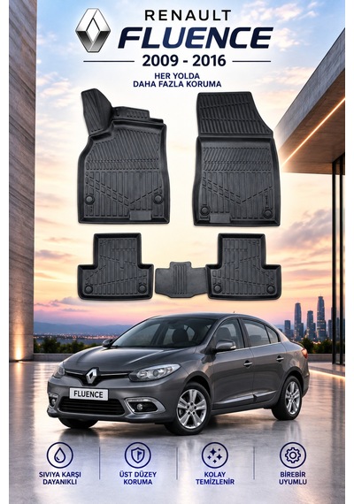 Renault Fluence 2009+ Aracınıza Özel Üretim Havuzlu Paspas Takımı A+ -mod-
