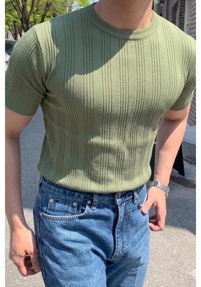 Cool Tarz Old Money Fit Bisiklet Yaka Çizgili Triko T-shirt Slim Kalıp Premium Kahve Yeşil Yeşil Cool Tarz Old Money Fit Bisiklet Yaka Çizgili Triko T-shirt Slim Kalıp Premium Kahve Yeşil Yeşil