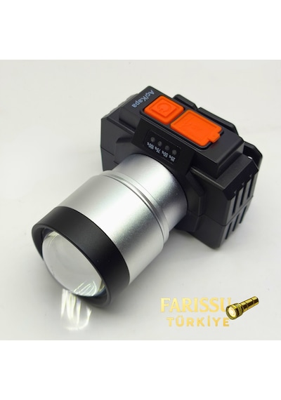 Gold Silver 2400 Lümen Güçlü Led Kafa Lambası - 4 Modlu, Sos Özellikli, Yağmur Geçirmez Gri