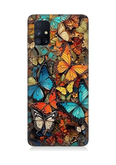 Samsung Galaxy M51 Uyumlu Pastel Renkli Kelebekler Desenli Silikon Kılıf