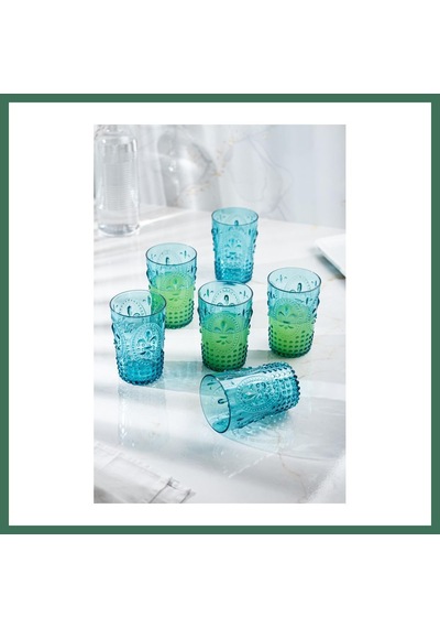 En-cag Akrilik Aquamarin 6'lı Kısa Bardak & Su Meşrubat Kahve Yanı Bardağı 400 Ml Cam Değildir Bss