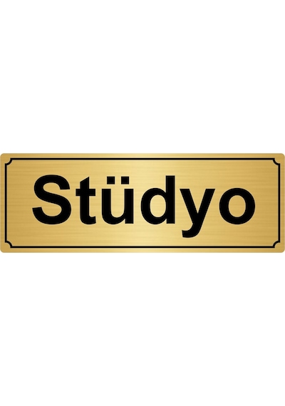 Stüdyo Yönlendirme Levhası 7Cmx20Cm Altın Renk Metal