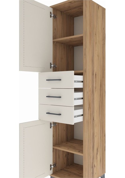 Hyperion Dolap 3 Raflı 3 Çekmeceli 2 Kapaklı 44x44x195 Çam-ay... Çam
