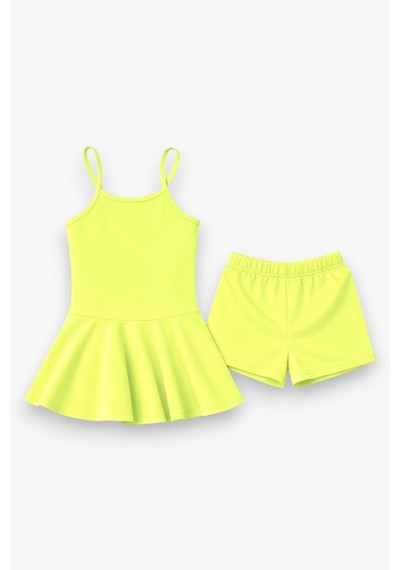 My Kids Wear Kız Çocuk Garson Mayo Elbiseli Şortlu 2 Li Takım 12419 Antrasit - Gri Melanj