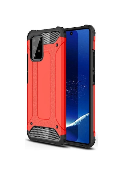 Kilifone - Samsung Uyumlu Galaxy A91 S10 Lite - Kılıf Çift Katman Zırh Tank Crash Military Kapak - Kırmızı