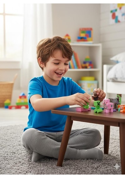 Creeper Minecraft 4 Karakter 7 Aksesuar 11 Parça Çocuk Figür Oyun Set
