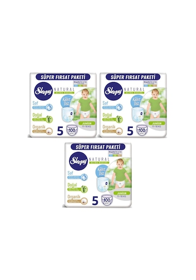 Sleepy Natural Külot Bez 5 Numara Junior Süper Fırsat Paketi 3 x 100 Adet 3'lü