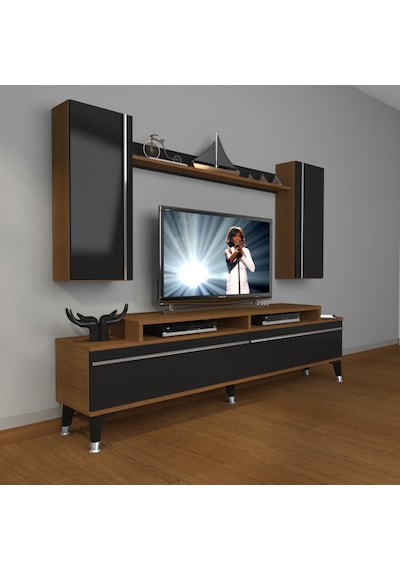 Decoraktiv Ekoflex 7 Mdf Silver Tv Ünitesi Tv Sehpası Ceviz - Siyah