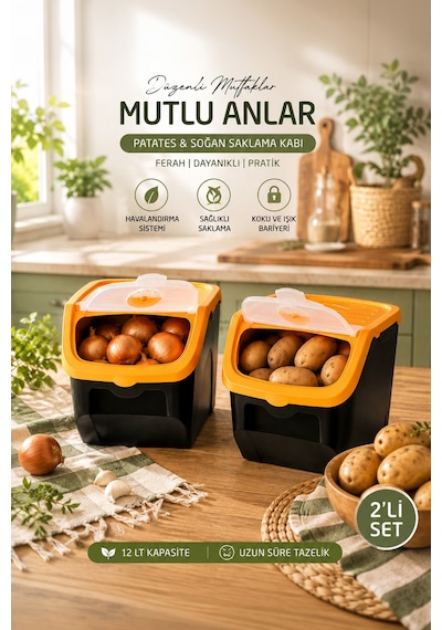 Porsima 1506 2'li 12 L Çok Amaçlı Erzak Saklama Kutusu Sebzelik