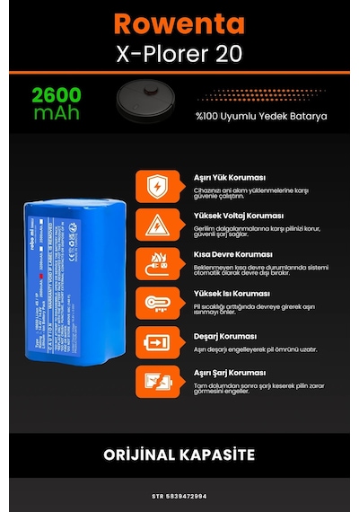 Rowenta X-plorer 20 Serie 2600mAh Robot Süpürge Bataryası