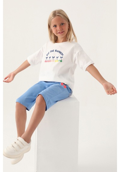 Rolypoly Eat The Rainbow Krem Kız Çocuk Kapri Takım 5274-43022 Krem