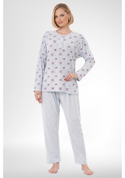 Mecit Pijama Mecit 6314 Mavi Kadın Büyük Beden Pijama Takımı Mavi