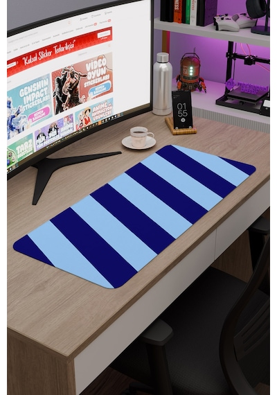 Mavi Lacivert 70x30 Xl Taraftar Gaming Oyuncu Mouse Pad Kaymaz Taban Büyük Klavye Fare Altlığı Şerit