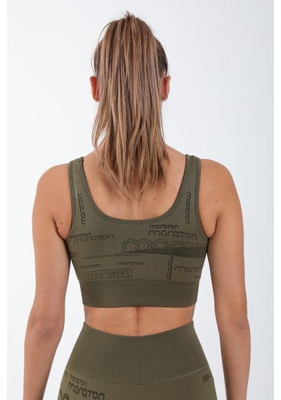 Maraton Active Slimfit Kadın Atlet Yaka Kolsuz Koşu Haki Bra 813065-Haki
