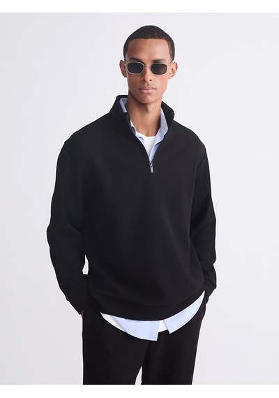 Lcw Vision Kahverengi Fermuarlı Dik Yaka Erkek Kalın Sweatshirt